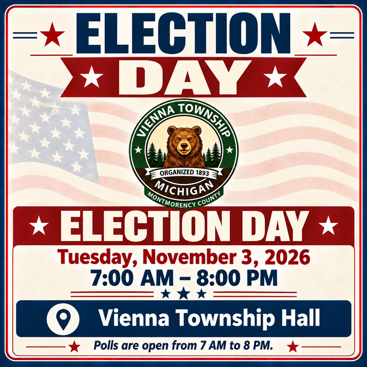 Eclection Day Election Day – Tuesday, November 3, 2026 - Vienna Township